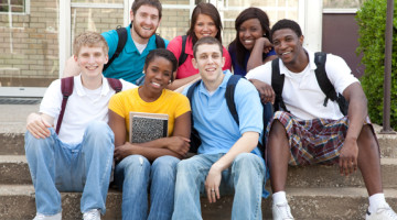 Multicultural College Students outside on campus
