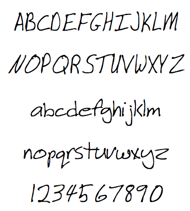 My Handwriting Font in FontBook